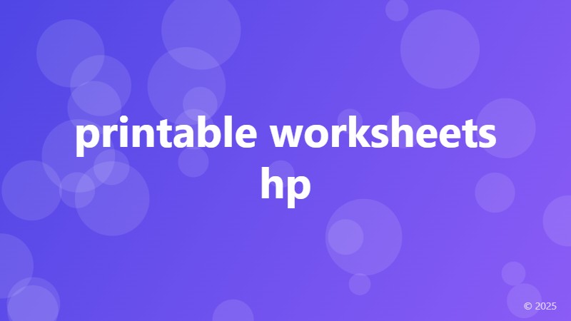 printable worksheets hp