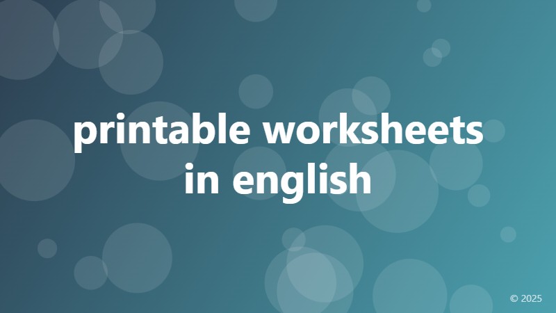 printable worksheets in english